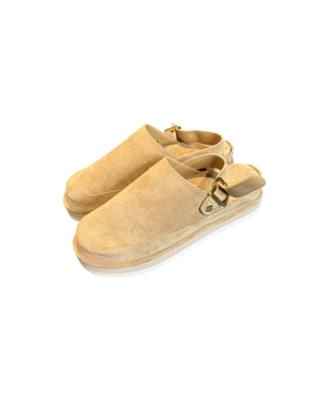 Women's Madden Girl Beige Suede Buckle Clogs Size 9.5 - Picture 4 of 6